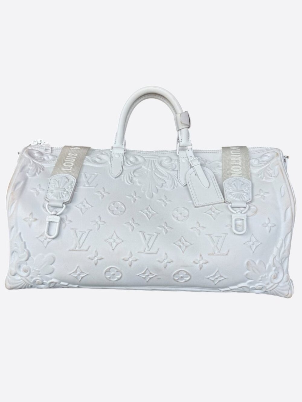 Louis Vuitton White Ornament Monogram Keepall 50